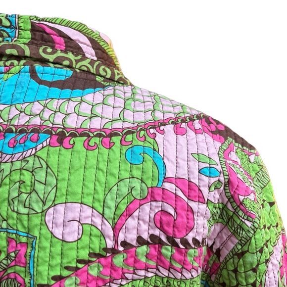 Quilted Cropped Jacket Women's Size Medium Grandmacore Lime Pink - Picture 7 of 7